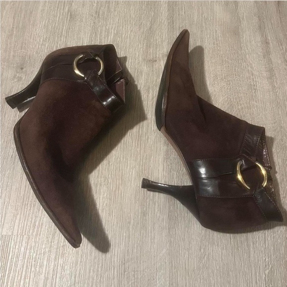 Brown Pointed Toe Suede Bally Ankle Boots - Picture 2 of 8
